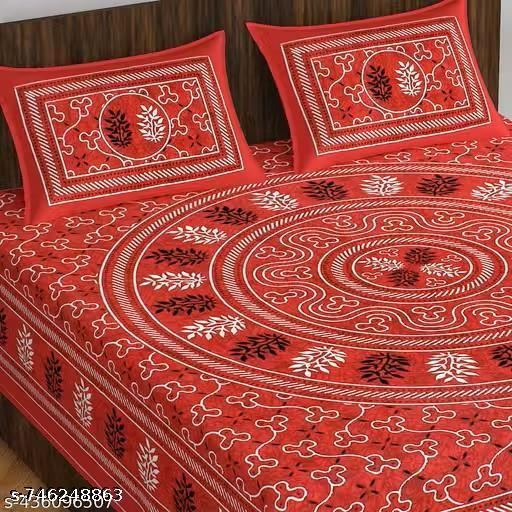 Rajasthani 100% Jaipuri Cotton Double Bedsheet with 2 Pillow Covers | Ethnic Mandala Print | Soft & Breathable | 3 Colors