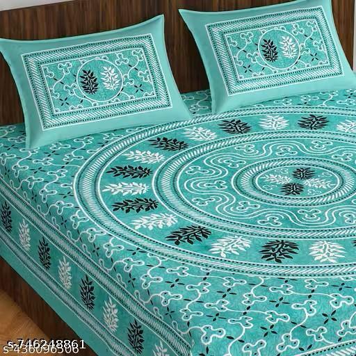 Rajasthani 100% Jaipuri Cotton Double Bedsheet with 2 Pillow Covers | Ethnic Mandala Print | Soft & Breathable | 3 Colors